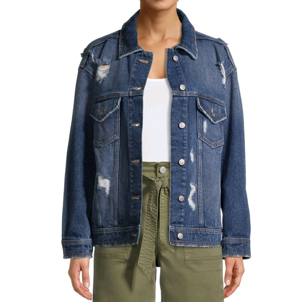 No Boundaries Distressed Jean Jacket